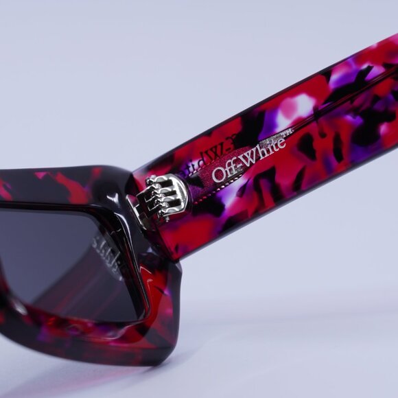 Off-White OERI137 AURORA 2907 Sunglasses Purple and Red Havana Cat Eye Frame